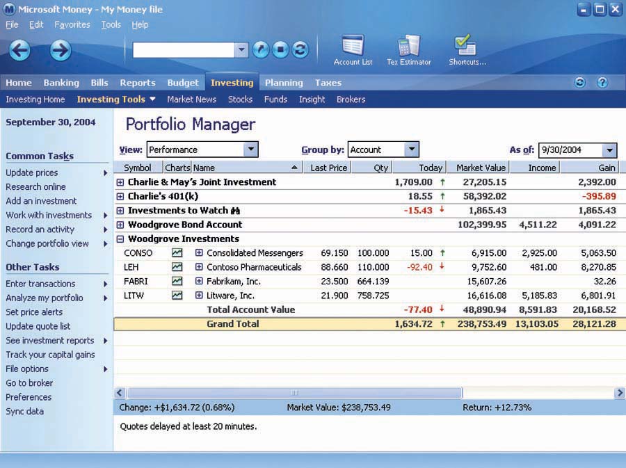 Money 2005 Portfolio Manager