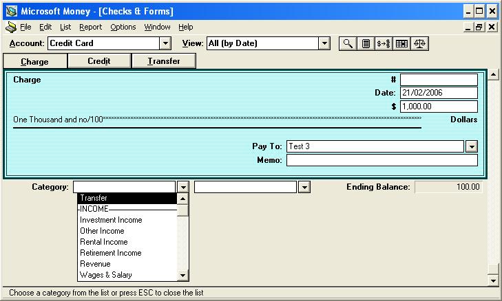 Microsoft Money 1.0 Checks and Forms
