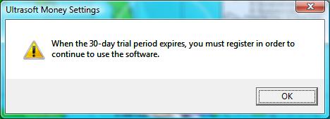 An expired copy of Ultrasoft Money